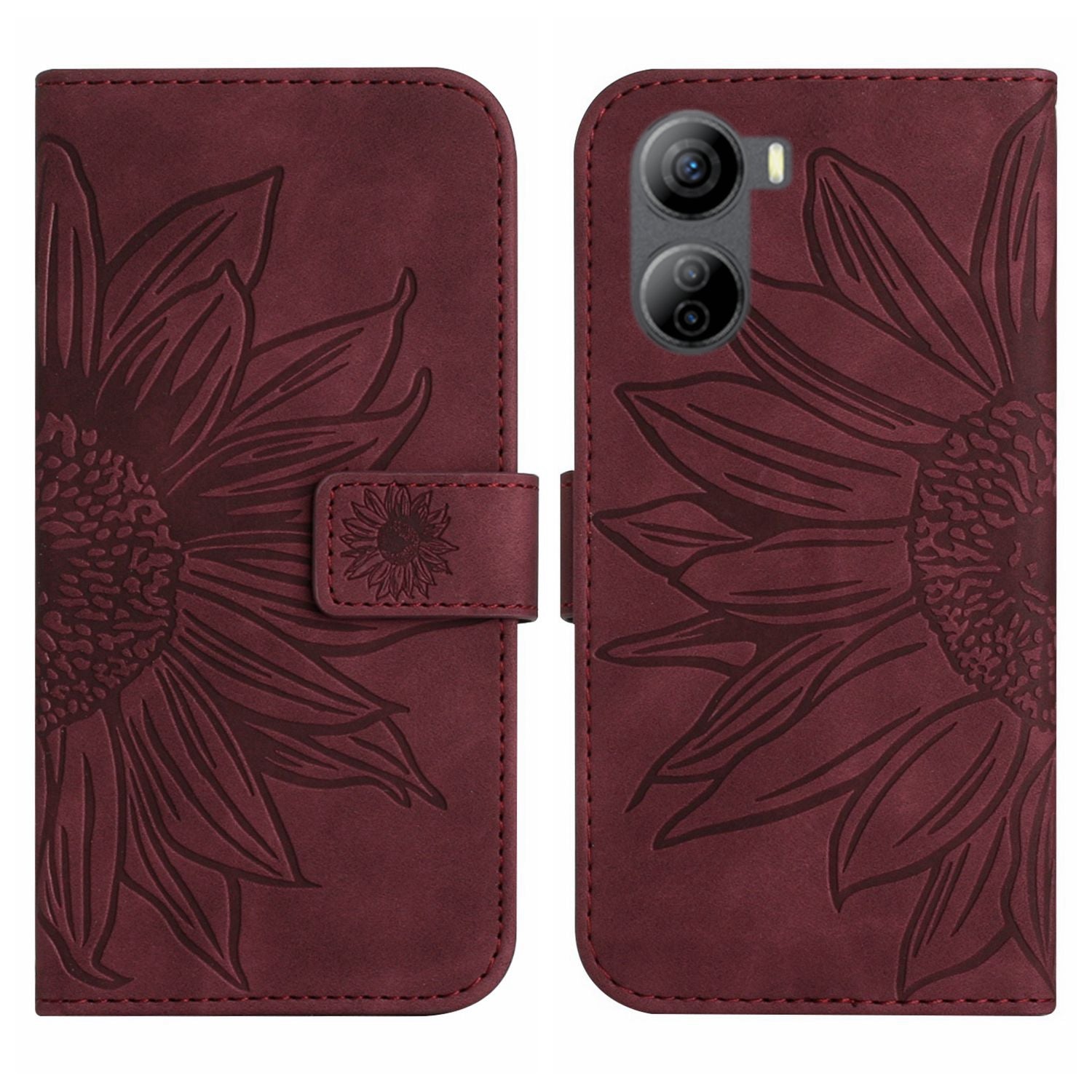 HT04 For ZTE Libero 5G IV Case Sunflower Imprint Phone Wallet Cover with Shoulder Strap - Light Purple HT04 For ZTE Libero 5G IV Case Sunflower Imprint Phone Wallet Cover with Shoulder Strap - Light Purple